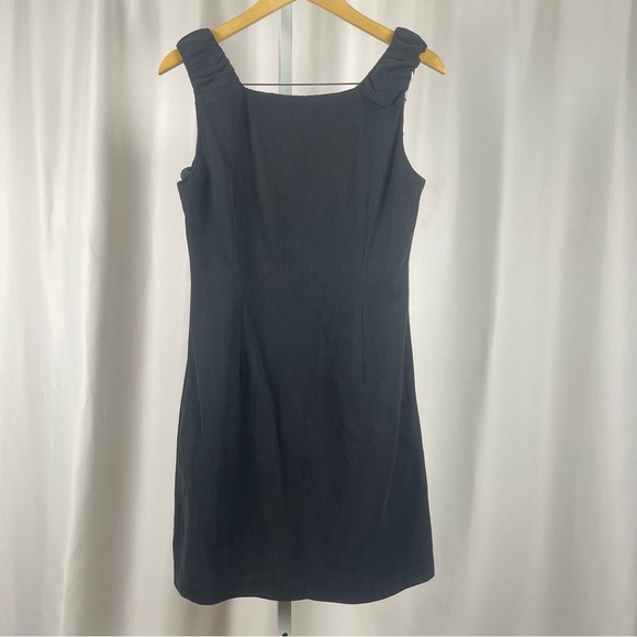 The Territory Ahead Size 8 Black Silk Cotton Sheath Dress Square Neckline - Picture 2 of 6